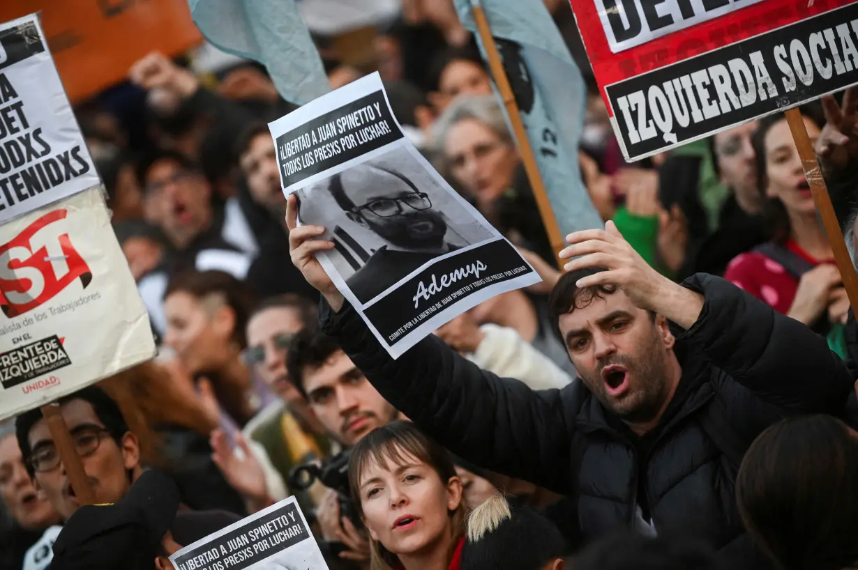 FILE PHOTO: People and family members demand the release of detained protesters, in Buenos Aires