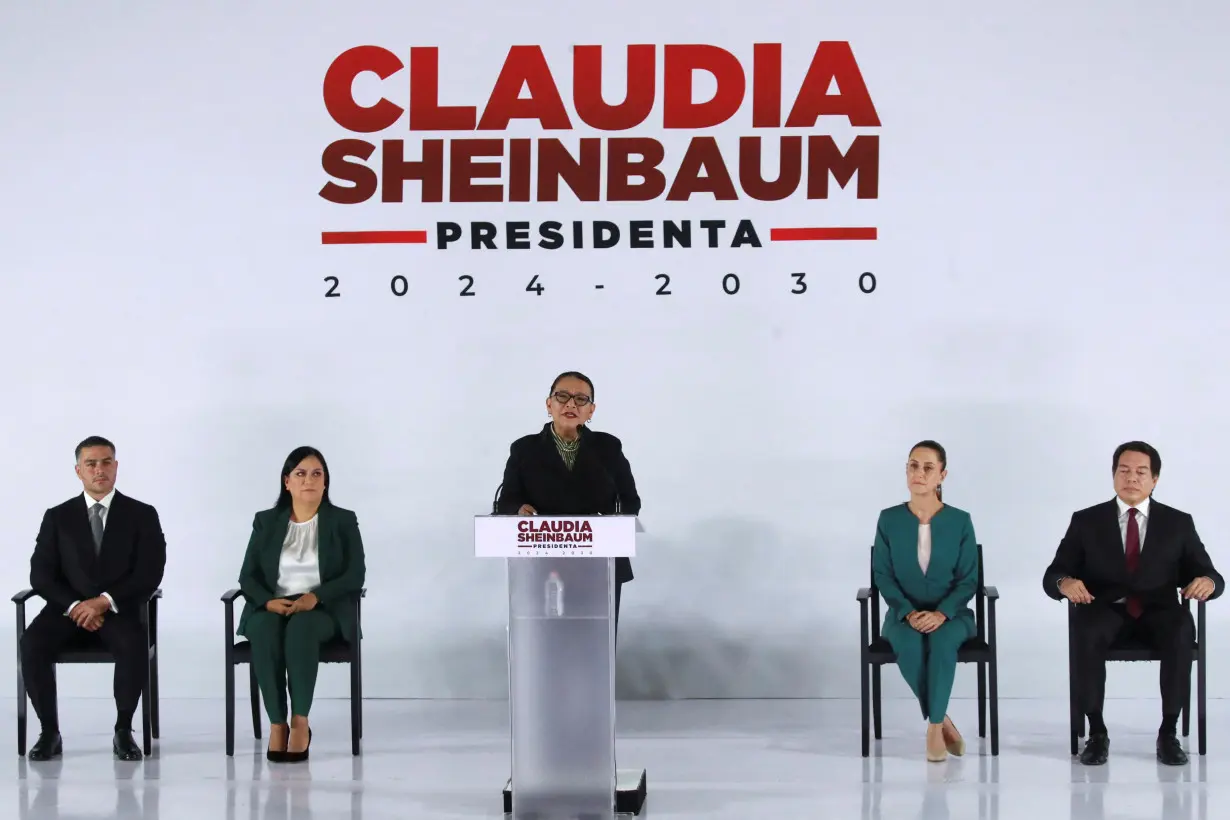 Mexico's president-elect, Claudia Sheinbaum, presents members of her cabinet, in Mexico City