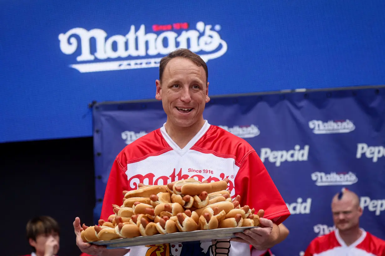 FILE PHOTO: Champion hot dog eater excluded from Coney Island contest over veggie franks