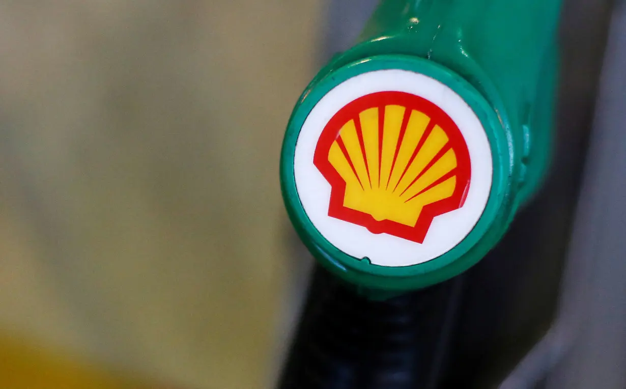 FILE PHOTO: The Shell logo is seen on a pump at a Shell petrol station in London