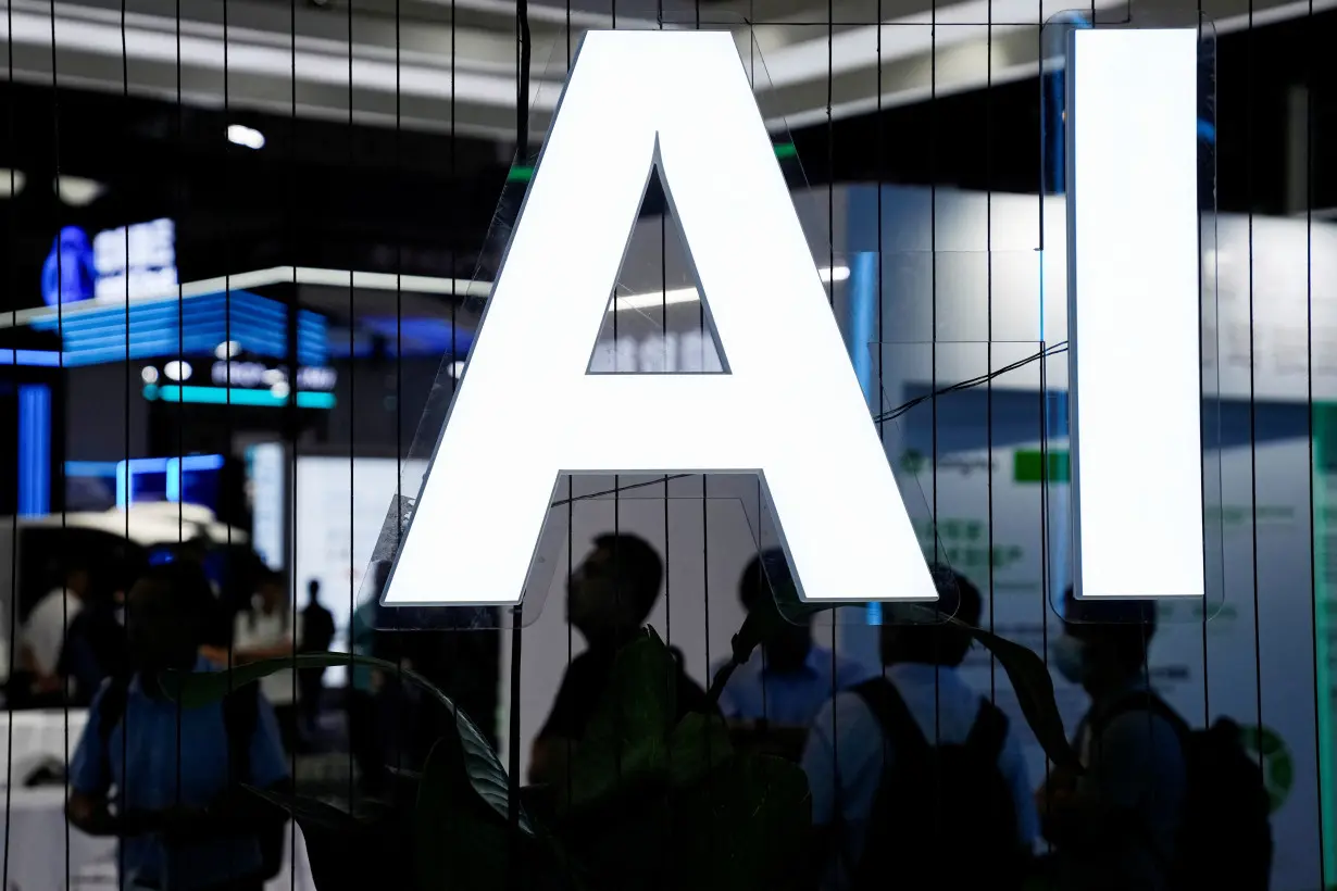 An AI (Artificial Intelligence) sign is seen at the World Artificial Intelligence Conference (WAIC) in Shanghai