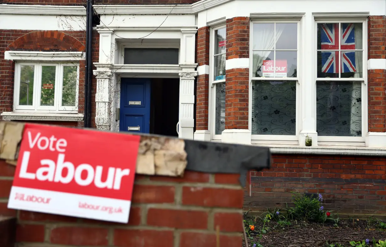 Political party signs ahead of local authority elections in London