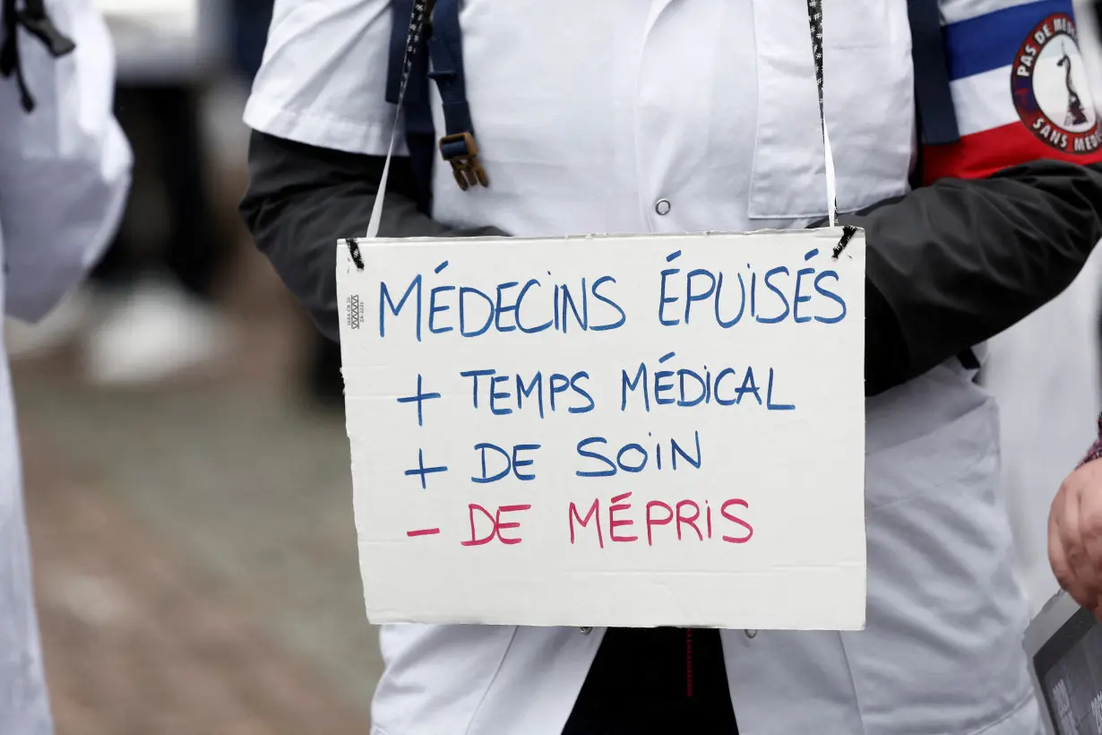 FILE PHOTO: French doctors on strike demonstrate in Paris