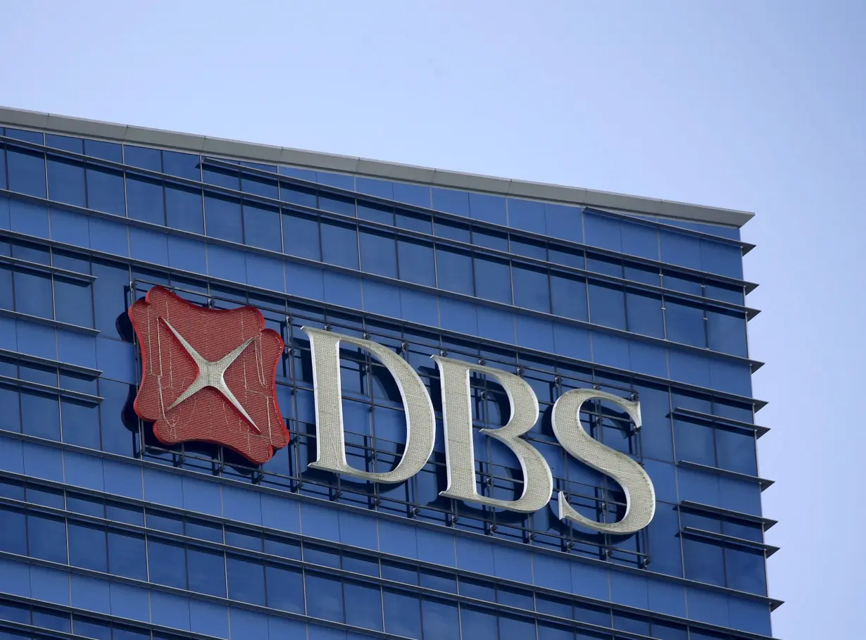 FILE PHOTO: A DBS logo on their office building in Singapore