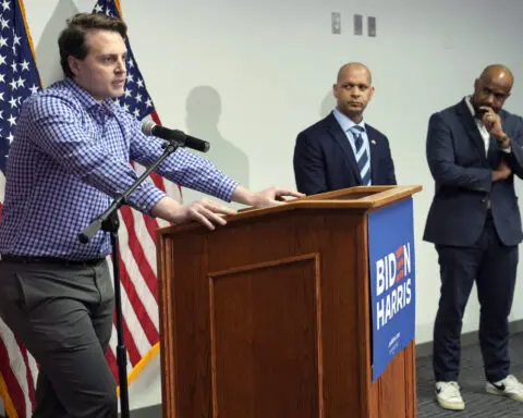 Officers who defended the Capitol fight falsehoods about Jan. 6 and campaign for Joe Biden