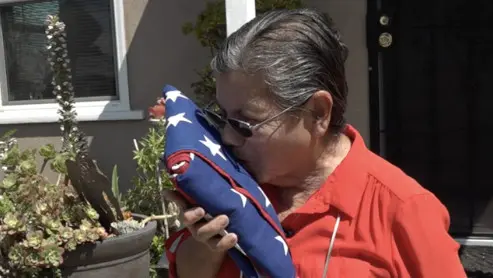 Flag theft victim, widow of WWII veteran receives emotional surprise