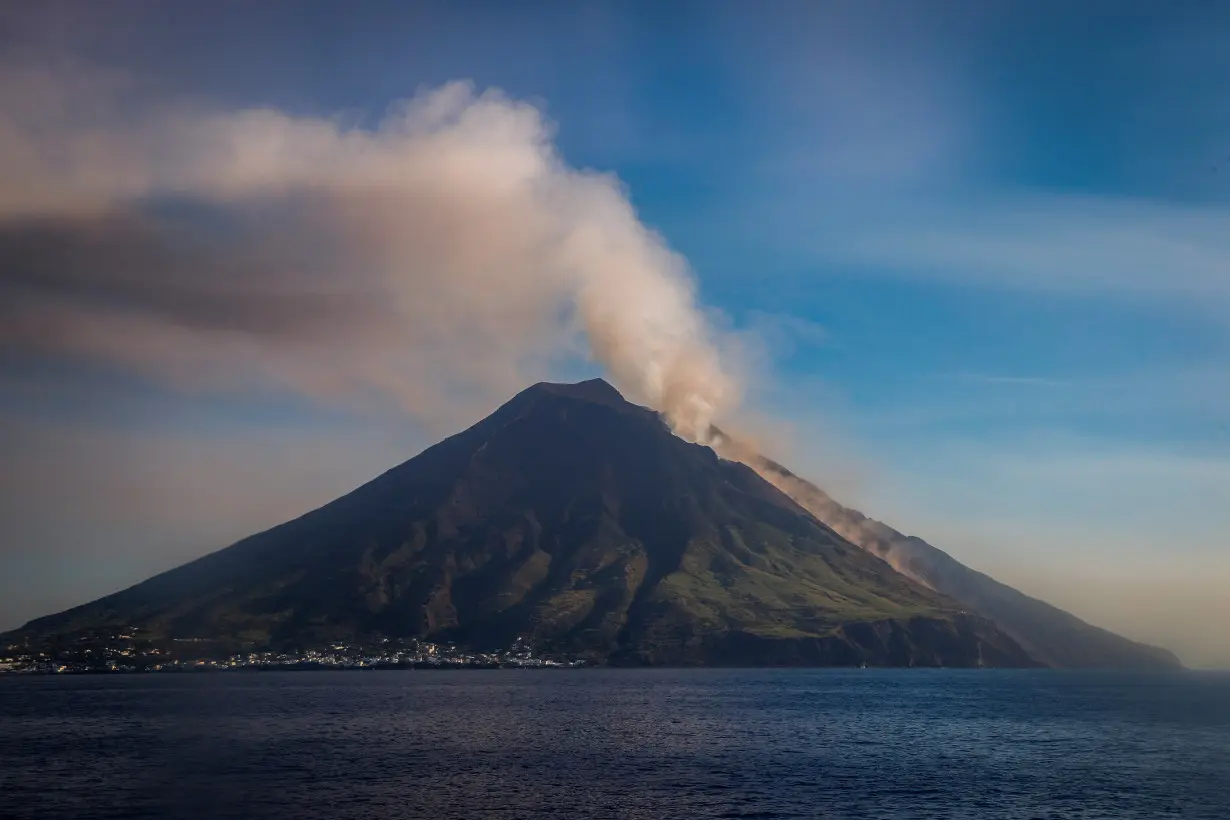 Smoke rises from the Stromboli volcano