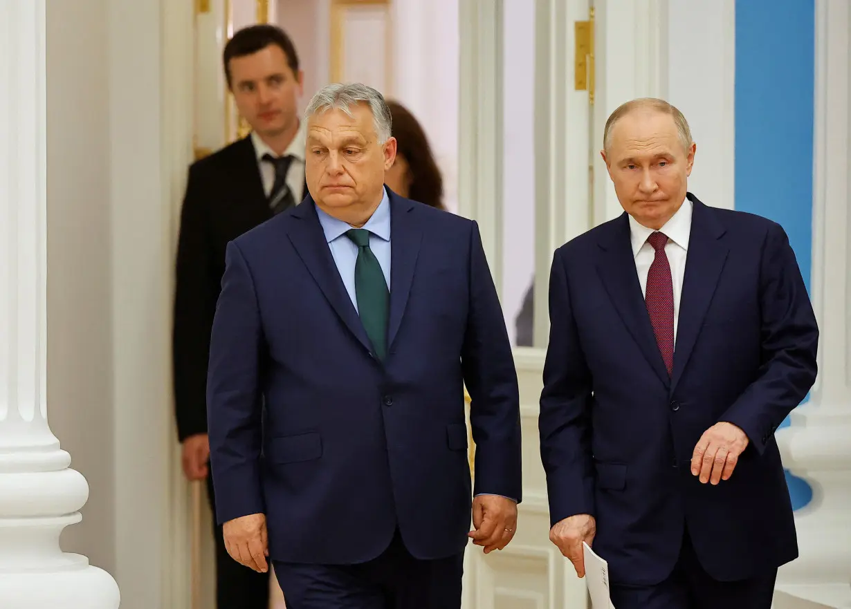 Hungary's Prime Minister Orban and Russia's President Putin attend a press conference in Moscow