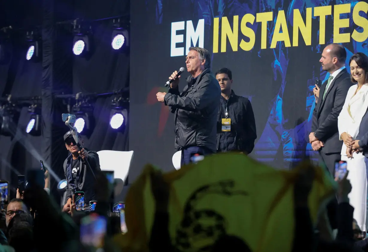 FILE PHOTO: Brazil's former president Jair Bolsonaro attends CPAC in Balneario Camboriu