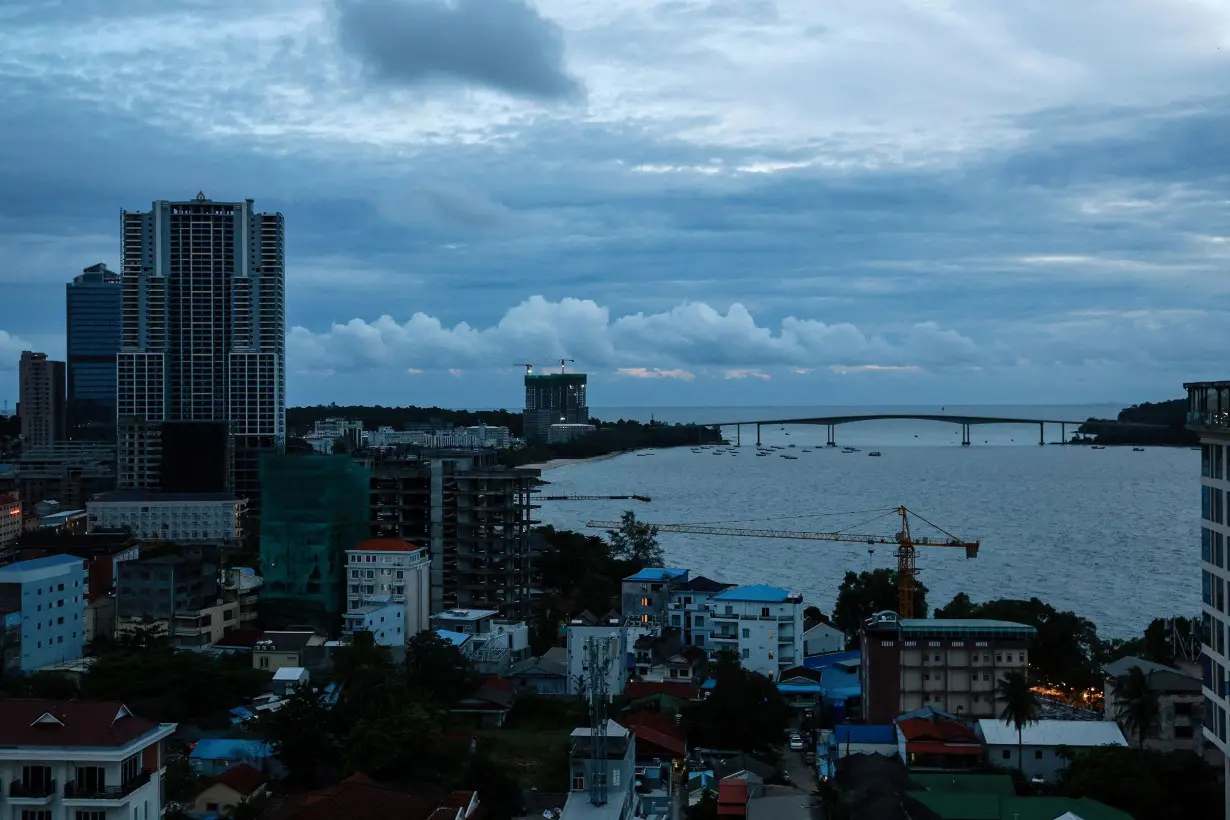 High-rise and low-rise buildings seen in Sihanoukville, Cambodia. Chinese property companies have invested heavily in casino and resort developments in Cambodia over the years.