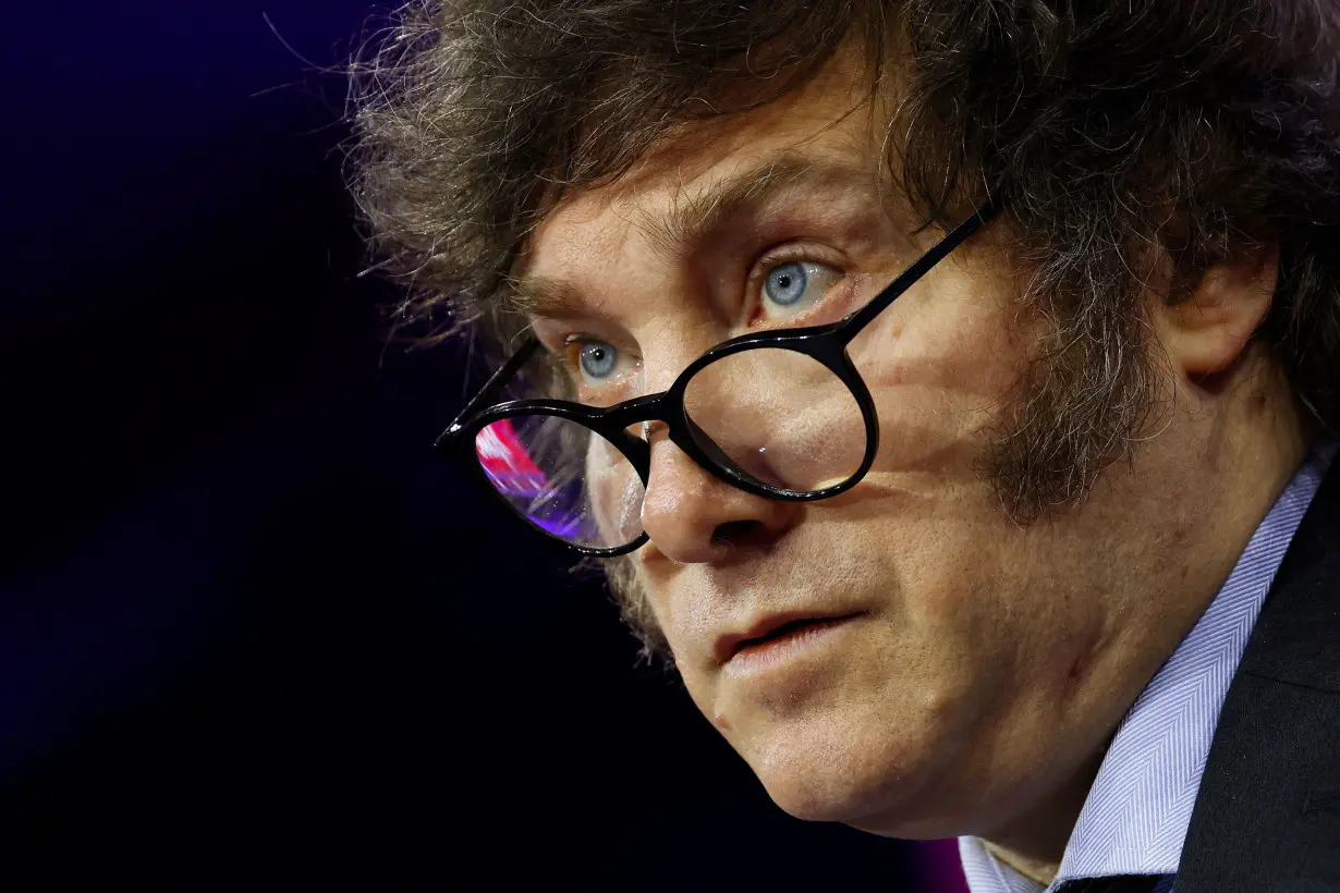 President of Argentina Javier Milei speaks at the Conservative Political Action Conference (CPAC) at the Gaylord National Resort Hotel And Convention Center on February 24, in National Harbor, Maryland.