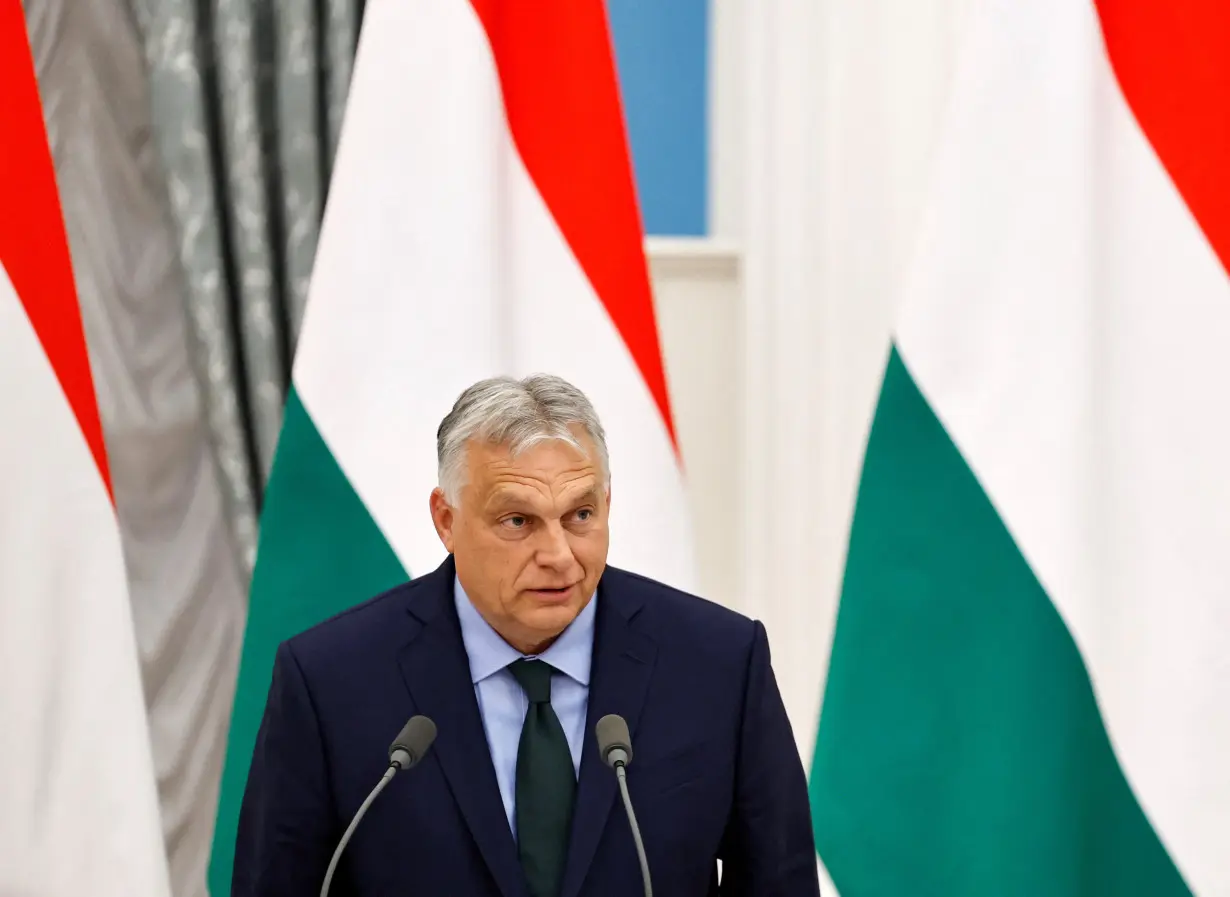 Hungary's Prime Minister Orban and Russia's President Putin attend a press conference in Moscow