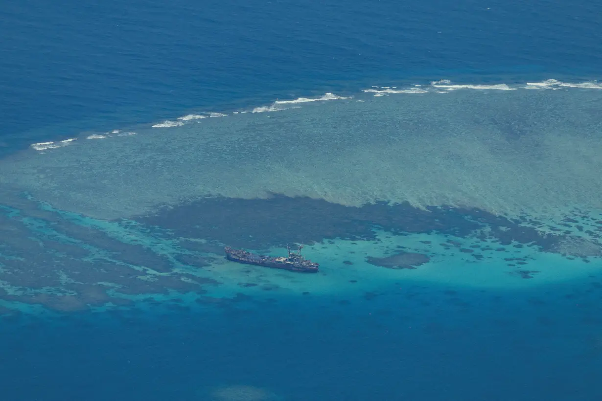 FILE PHOTO: Aerial view of the contested Second Thomas Shoal in the South China Sea