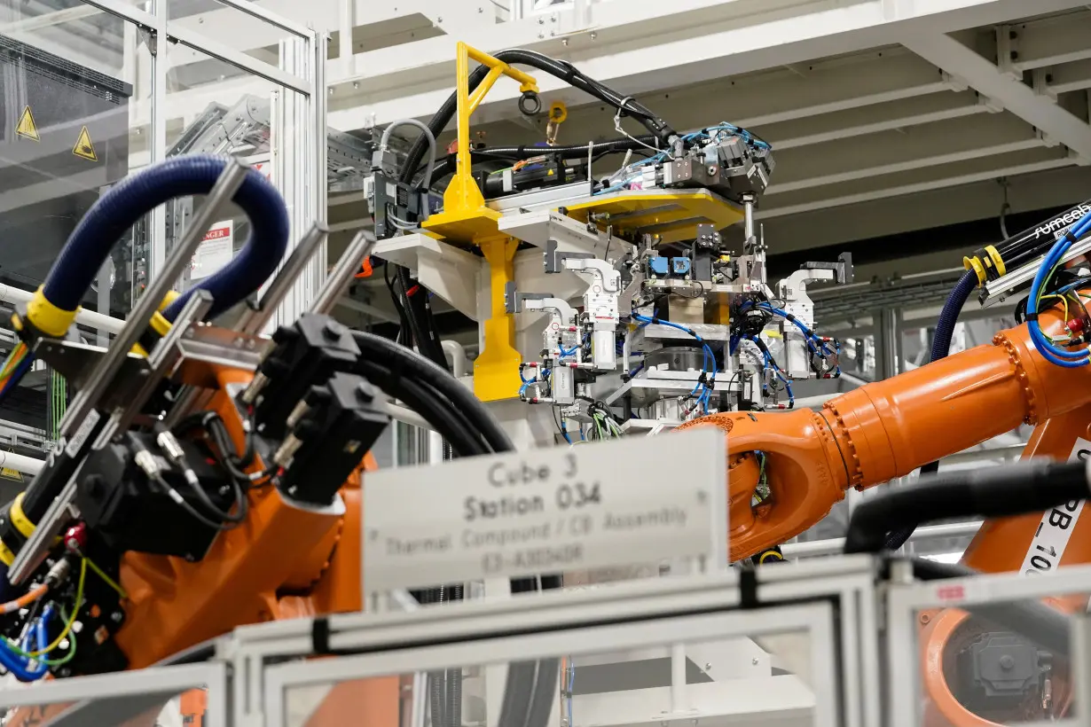 FILE PHOTO: The electric vehicle battery tray assembly line is seen at the opening of the Battery Factory for the Mercedes-Benz plant in Alabama