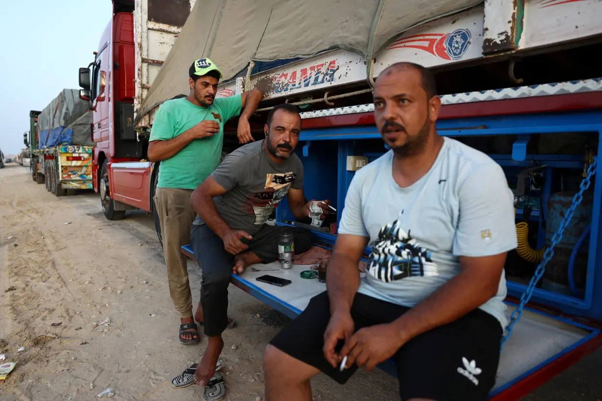 Truck for Gaza waiting to be deployed, in Al Arish