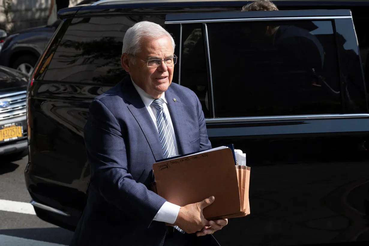 U.S. Senator Robert Menendez arrives at Federal Court, for his bribery trial in New York