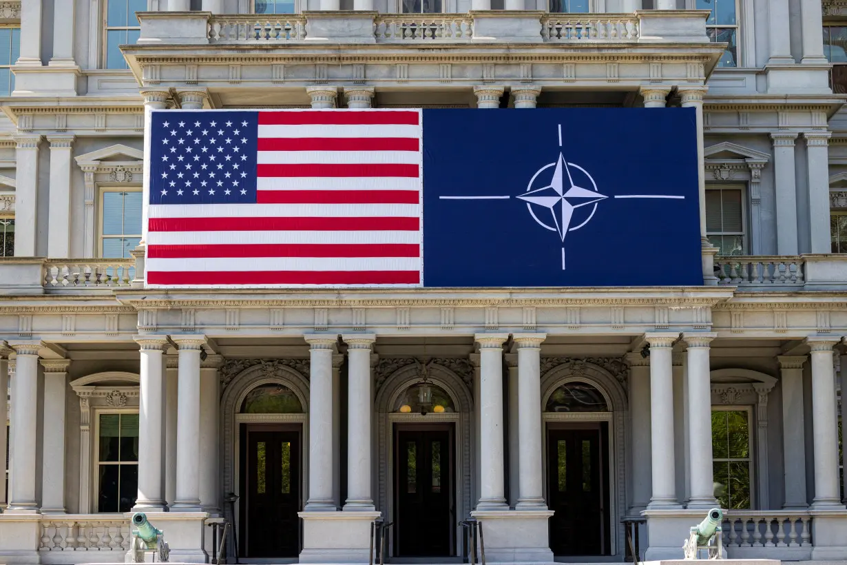 The U.S. flag alongside the NATO flag in Washington