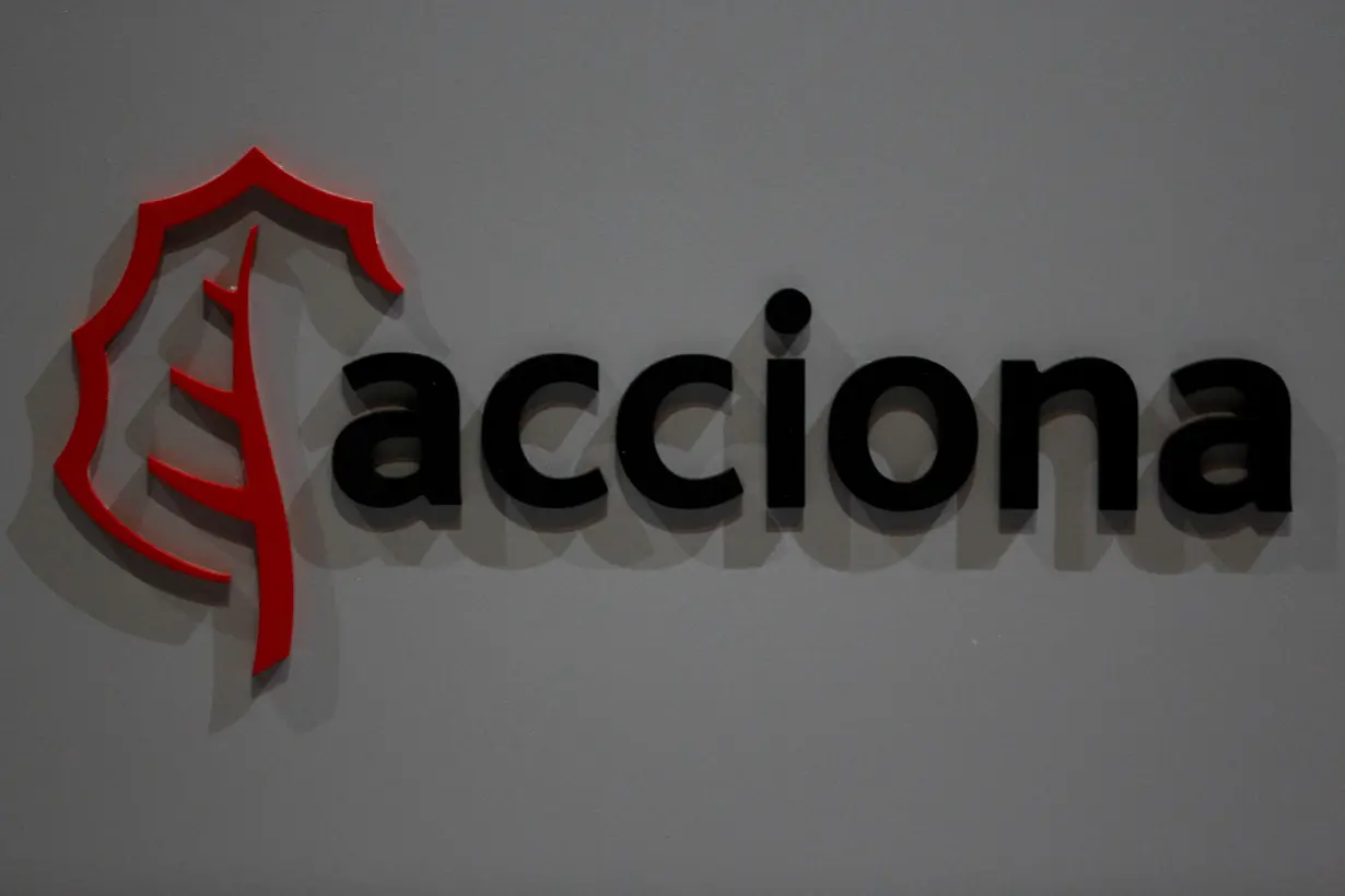 FILE PHOTO: The logo of Spanish energy, construction and services conglomerate Acciona, is seen during company's annual shareholders meeting in Alcobendas