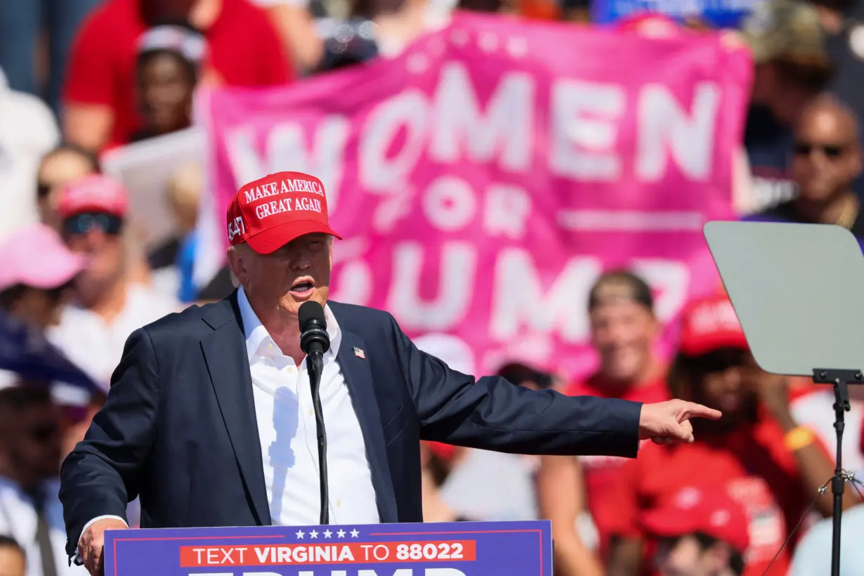 FILE PHOTO: Former U.S. President and Republican presidential candidate Donald Trump holds a campaign event in Chesapeake