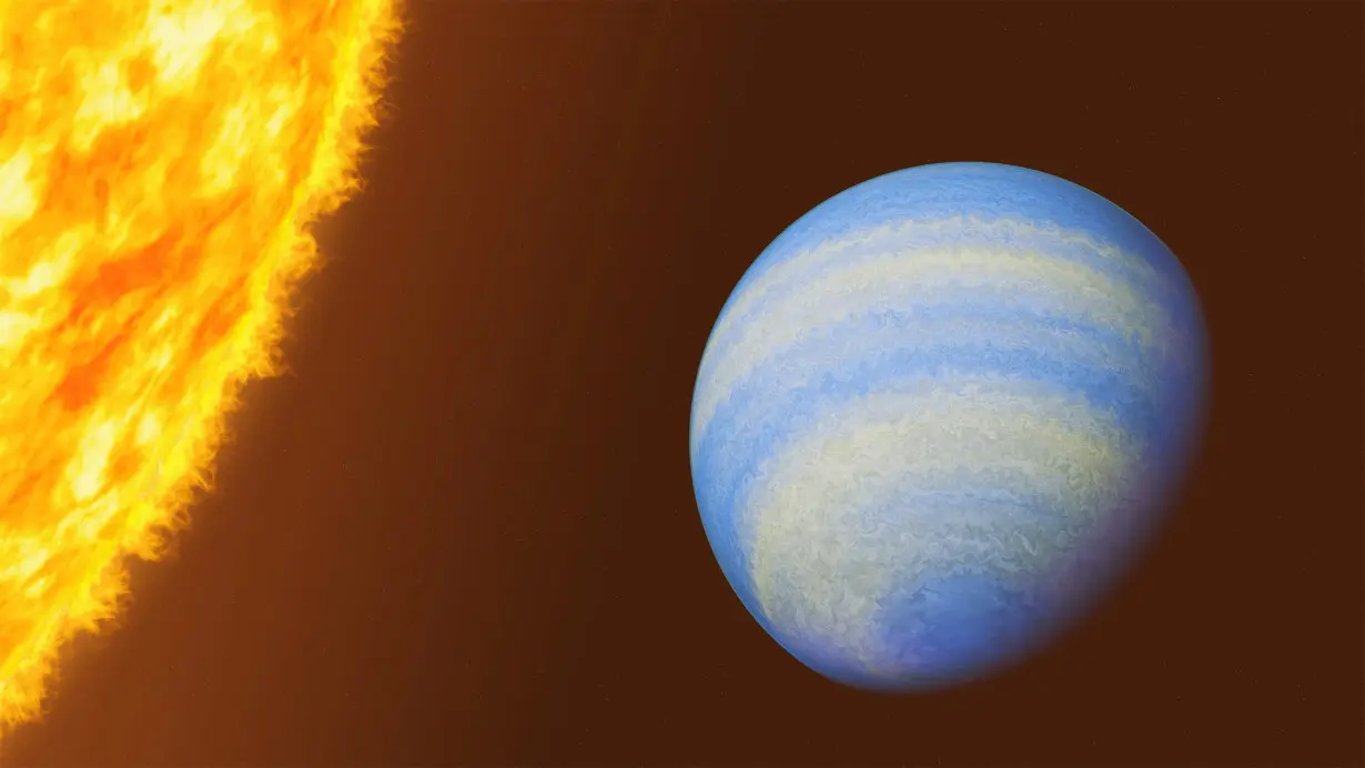 An artist's concept of the planet HD 189733 b located 64 light-years from Earth