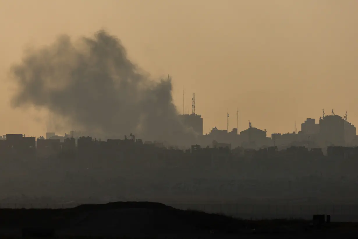 Smoke rises from Gaza, amid the Israel-Hamas conflict, as seen from Israel