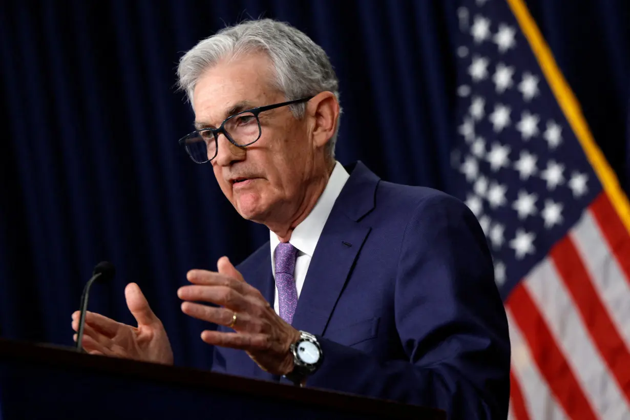 FILE PHOTO: U.S. Federal Reserve Chair Jerome Powell delivers remarks during a press conference, in Washington