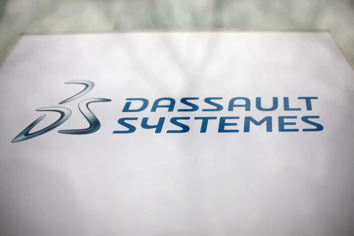 Logo of Dassault Systemes SE is seen on a company building in Paris