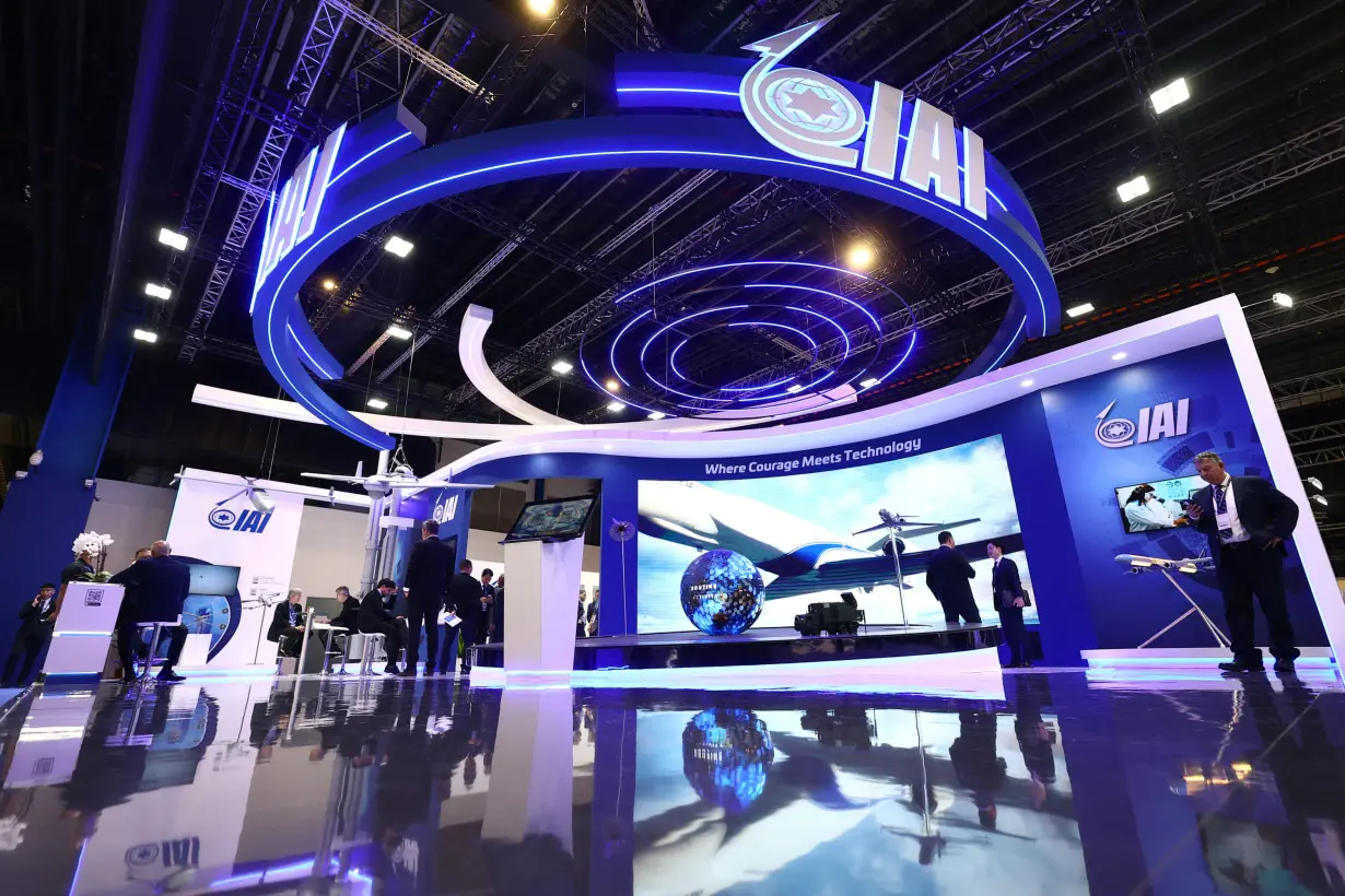 A view of the Israel Aerospace Industries (IAI) booth at the Singapore Airshow