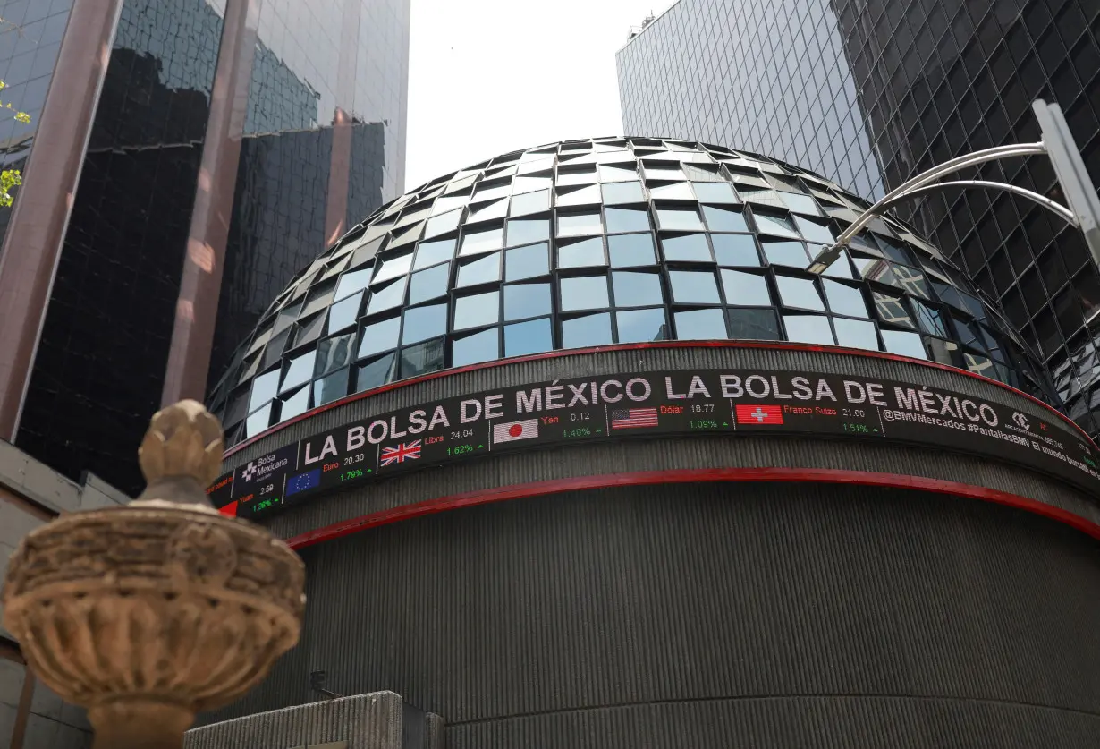 A view of Mexico's stock exchange building in Mexico City