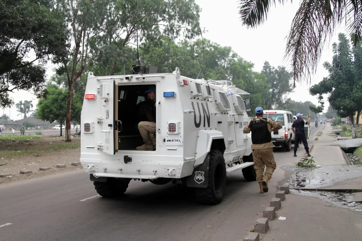 FILE PHOTO: U.N. Peacekeepers patrol the streets in the Democratic Republic of Congo's capital Kinshasa