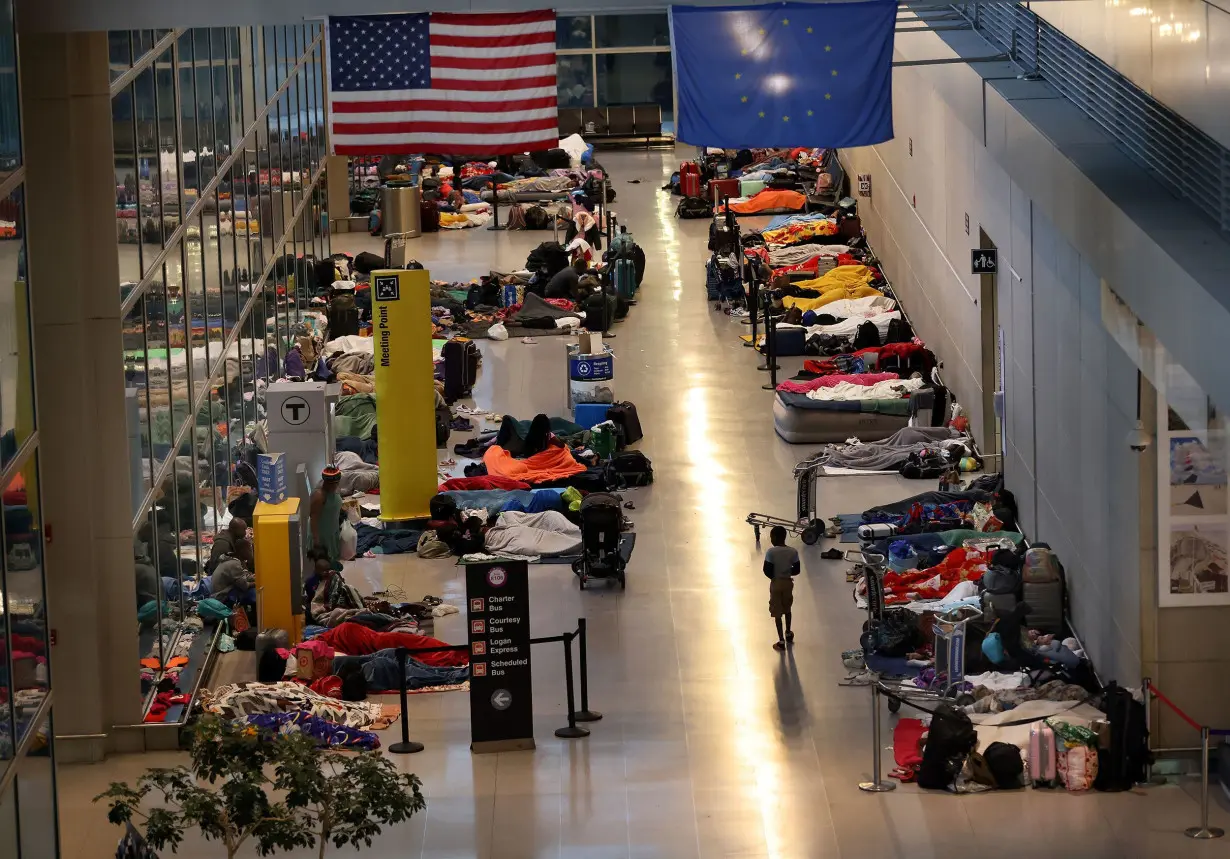 Migrant families are now banned from sleeping in Boston's airport