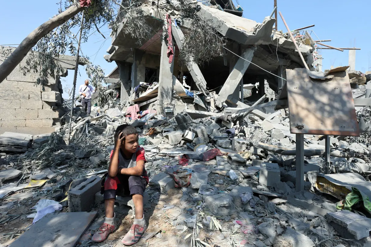 Aftermath of an Israeli strike on a house, in Nusairat refugee camp, in the central Gaza Strip