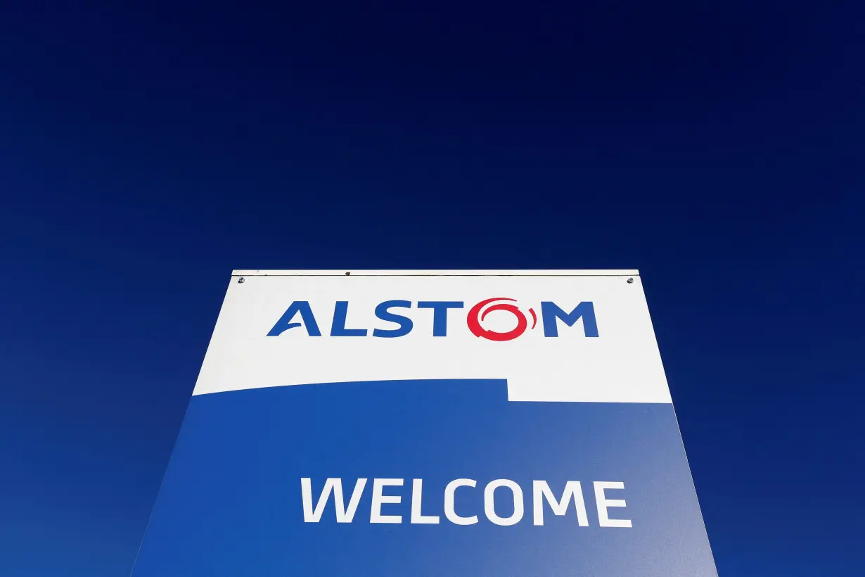 FILE PHOTO: A logo of Alstom is seen at the Alstom's plant in Semeac near Tarbes