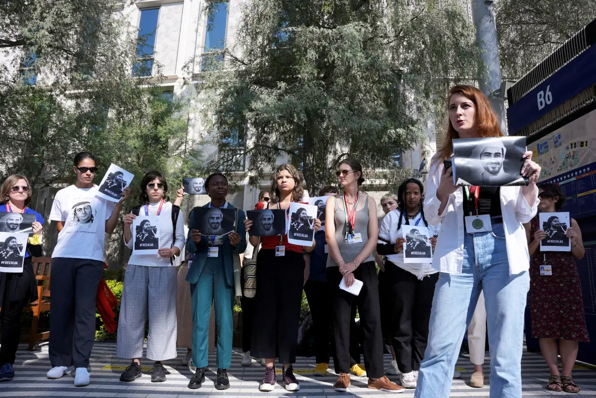 FILE PHOTO: Human rights advocates protest in solidarity with political prisoners in Egypt and United Arab Emirates on the sidelines of the United Nations Climate Change Conference COP28 in Dubai