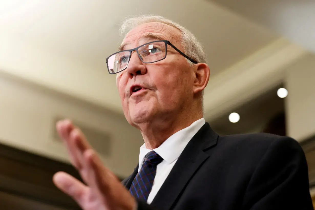 FILE PHOTO: Canada's Minister of National Defence Bill Blair holds a press conference in the House of Commons foyer on Parliament Hill in Ottawa