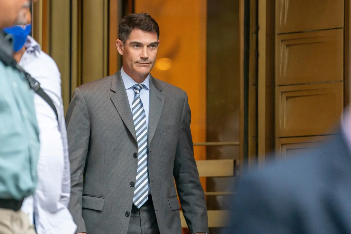 Patrick Halligan, former CFO of private investment firm Archegos departs Federal Court after being found guilty in his criminal racketeering trial, in New York City