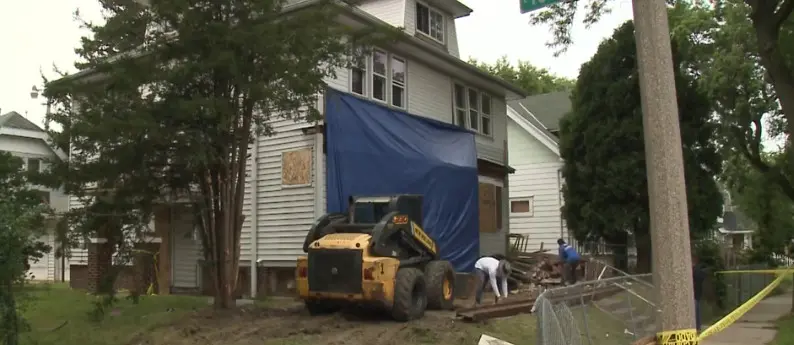 Stolen car smashes into home, destroys front porch