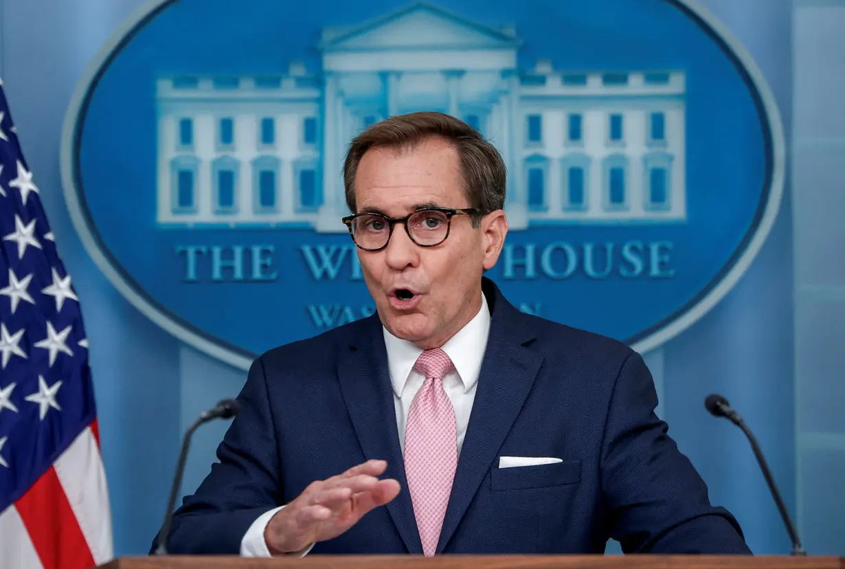 U.S. National Security Council Coordinator for Strategic Communications, John Kirby, attends a press briefing at the White House in Washington