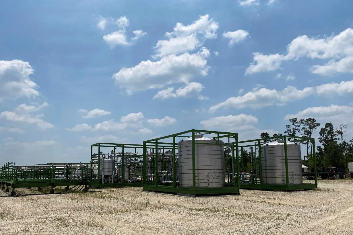 FILE PHOTO: Portable and fully automated direct lithium extraction plant owned by International Battery Metals is seen in Lake Charles