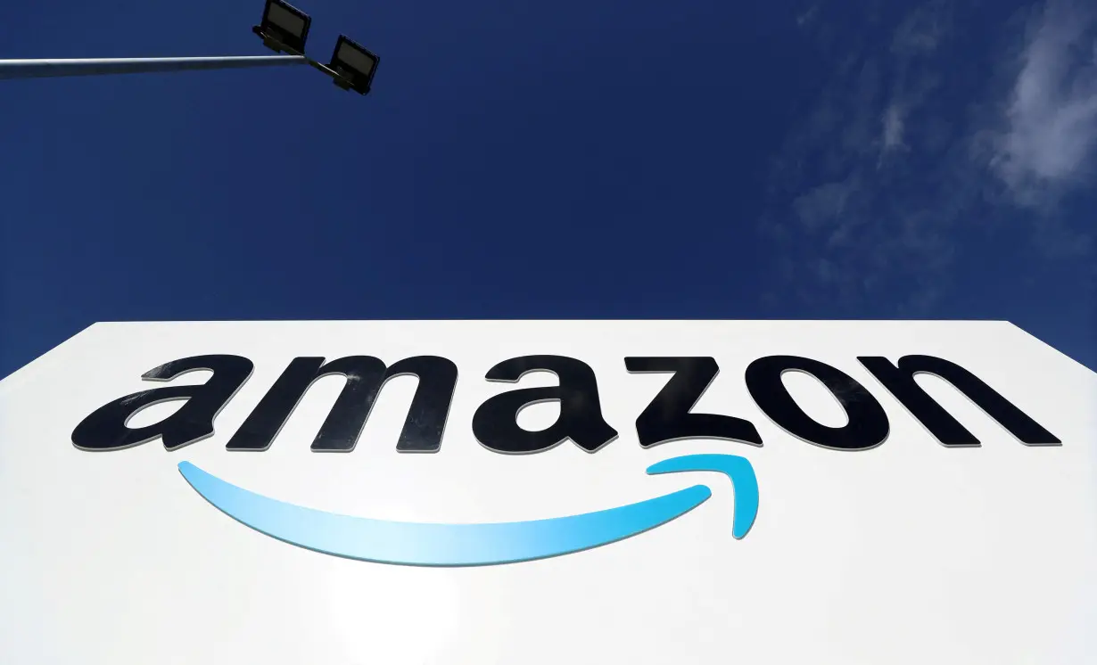 FILE PHOTO: An Amazon logo is seen at its centre in Darlington