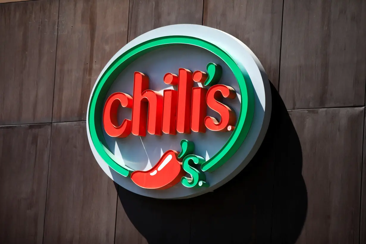 The Chili's logo is seen on the facade of the restaurant in Mexico City