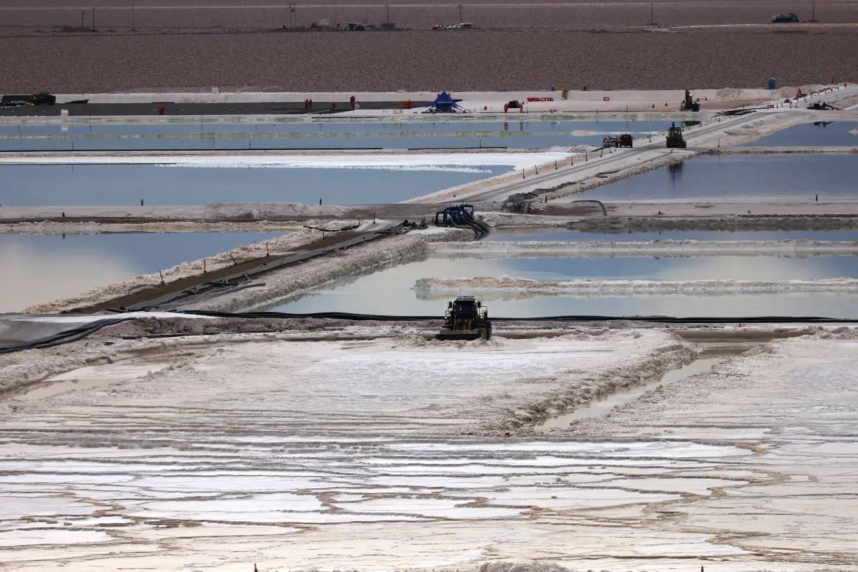 FILE PHOTO: A general view shows the brine pools of Albemarle Chile lithium plant placed on the Atacama salt flat