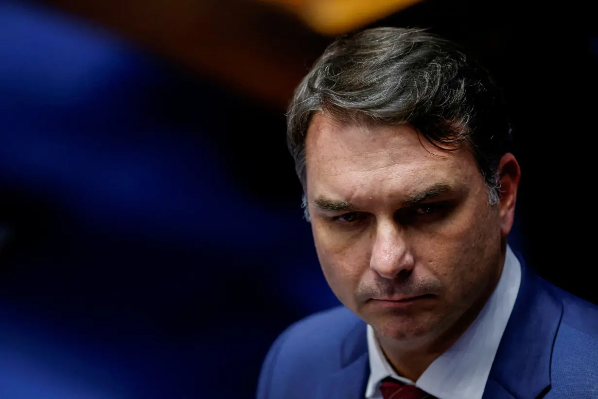 FILE PHOTO: Brazilian senator Flavio Bolsonaro attends a session of the Federal Senate in Brasilia