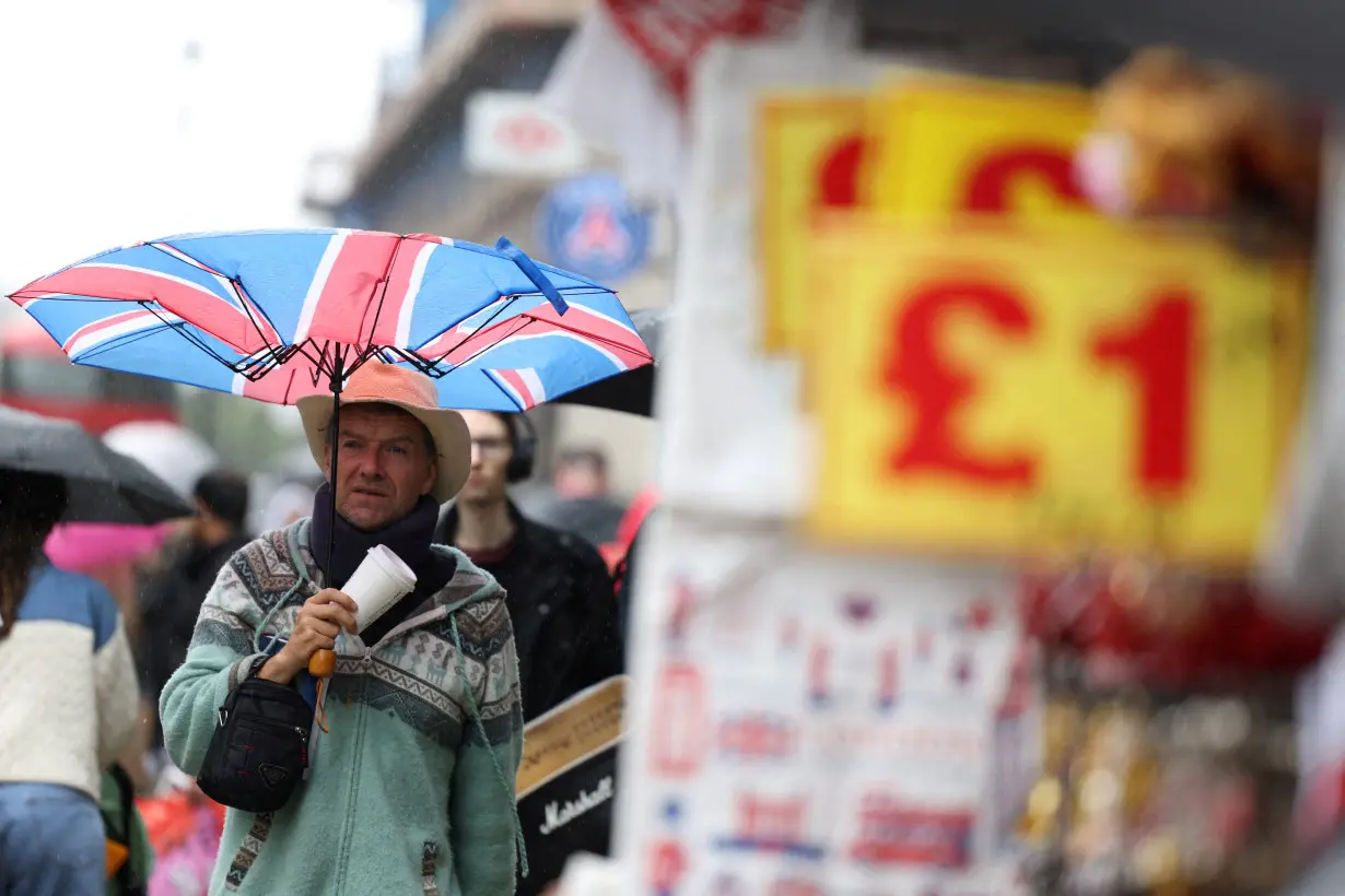 FILE PHOTO: Shopper walks along Oxford Street in London