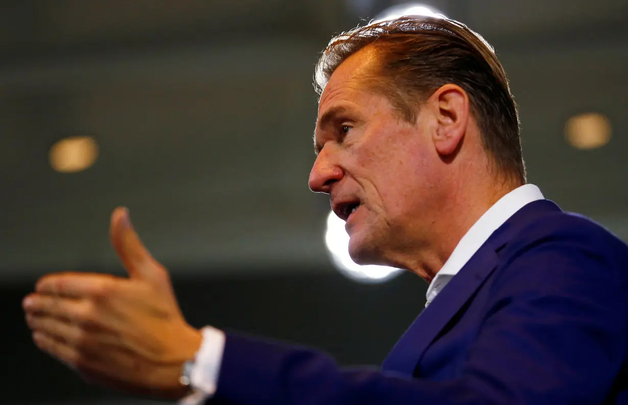 FILE PHOTO: CEO of German publisher Axel Springer SE Doepfner holds a speech during the annual news conference in Berlin