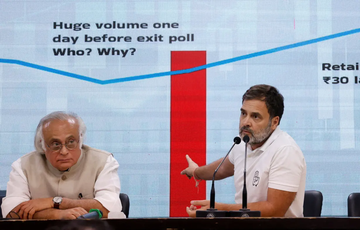 FILE PHOTO: Rahul Gandhi gestures during a media briefing at the party headquarters in New Delhi