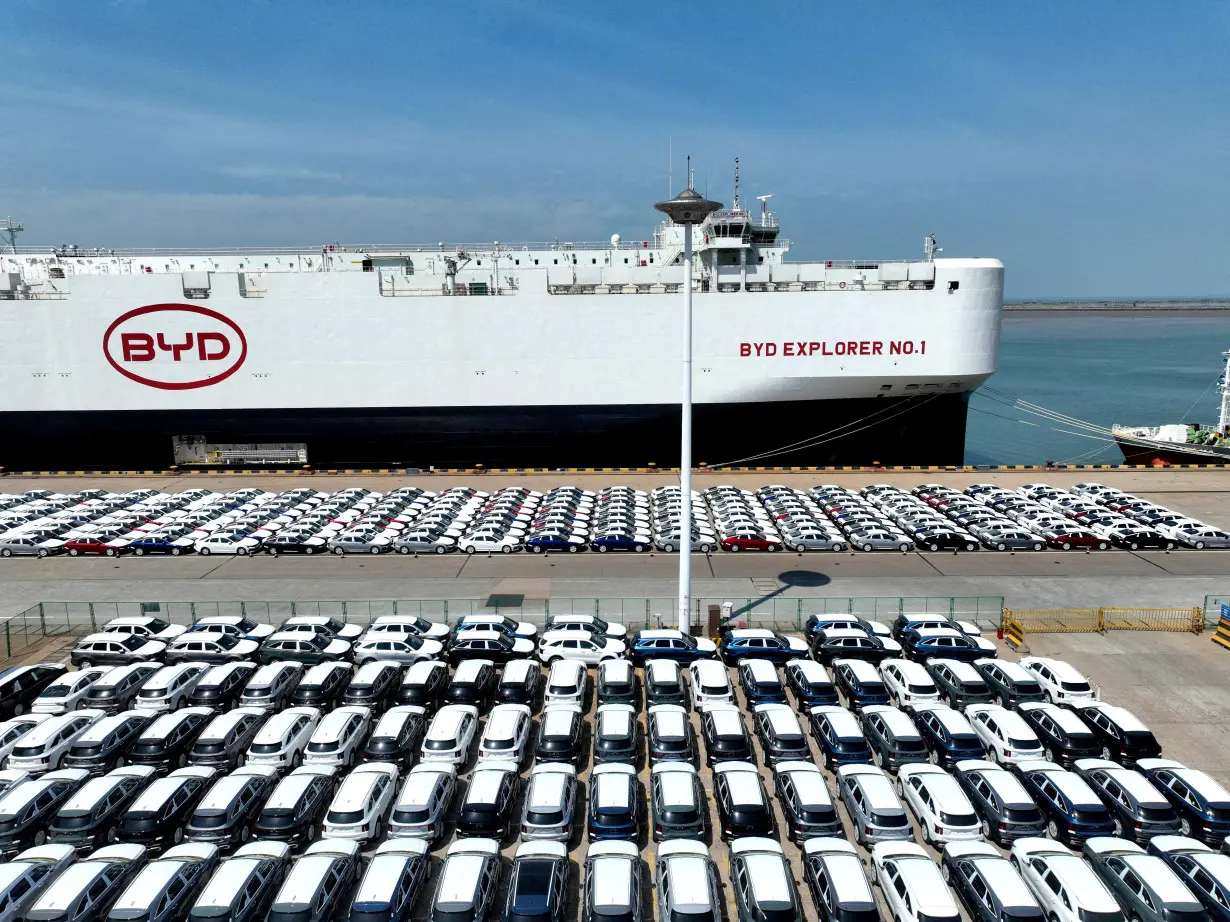 FILE PHOTO: BYD electric vehicles at the port of Lianyungang