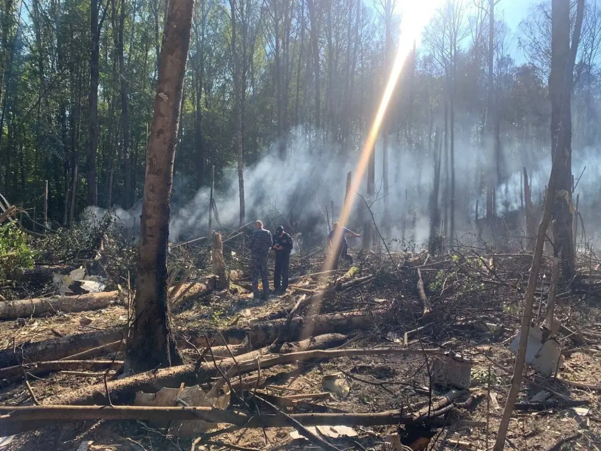 A view of the crash site of the Sukhoi Superjet 100 in Moscow region