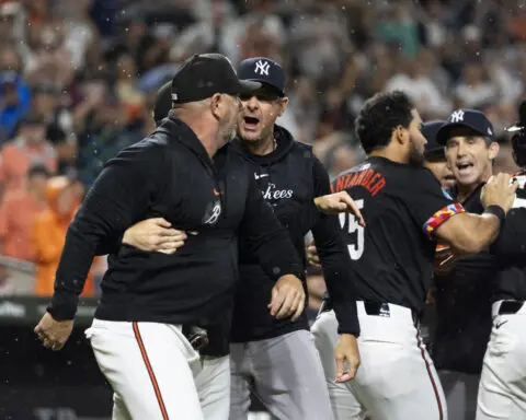 Benches clear in the 9th inning as the Yankees top the Orioles in a matchup of slumping contenders