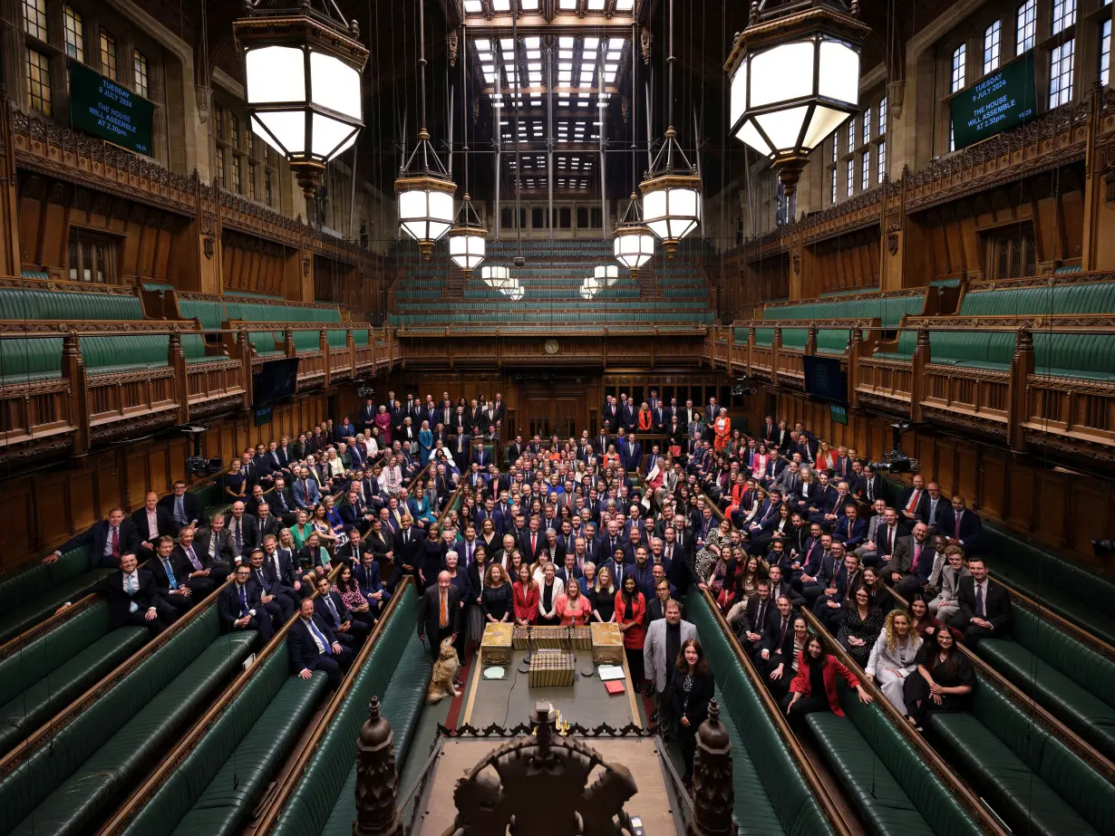 MPs newly elected in 2024 election gather in the Chamber for group photo in London